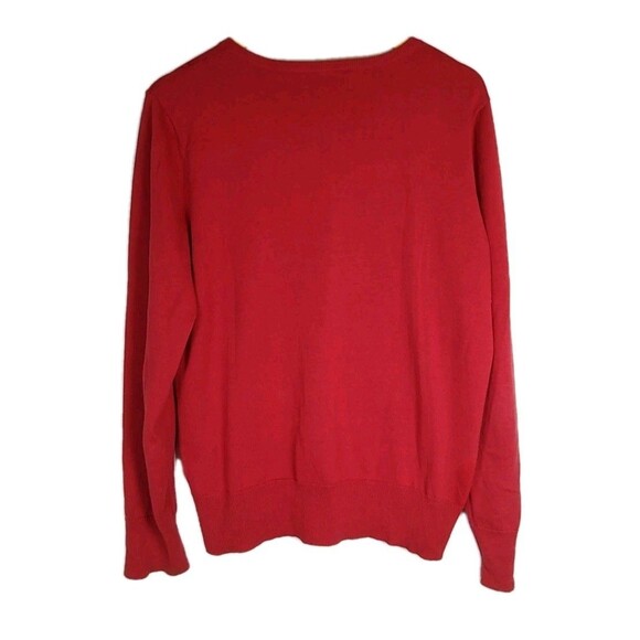 JONES NEW YORK SPORT Red Cardigan Sweater Women’s Sz XL Ribbon Appliqué Holiday - Picture 2 of 6